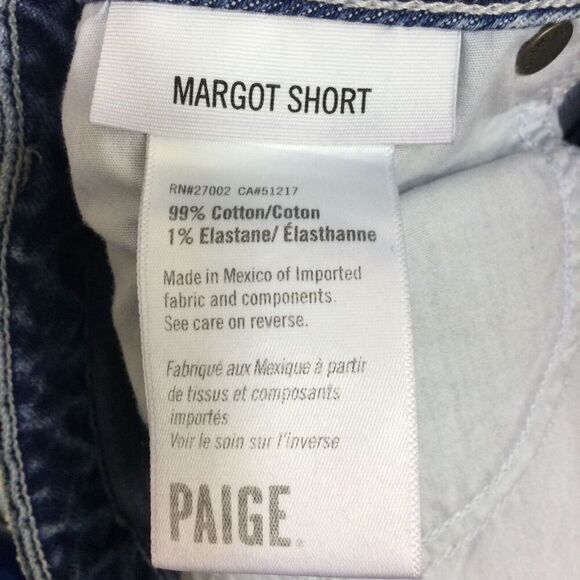 Paige Margot Button Fly Denim Frayed Raw Hem Cut Off Shorts Blue Size 28 - Picture 15 of 16